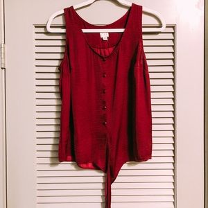 Size M dark red A New Day satin tank with tie